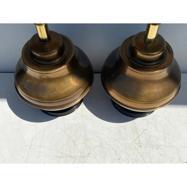 Metal Large Brass Ginger Jar Lamps - a Pair For Sale - Image 7 of 13