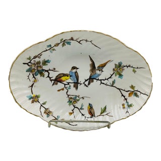 Antique Porcelain Bowl With Bird Motif For Sale