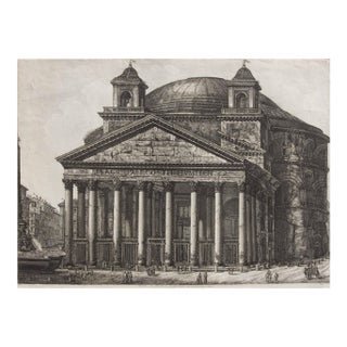 Antique Architectural Etching of the Pantheon by Luigi Rossini Dated 1820 For Sale