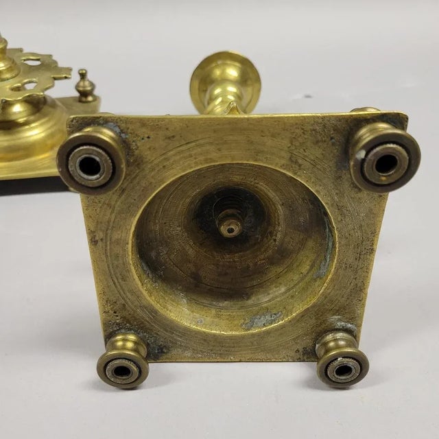 Antique 19th C Russian Brass Candle Holders Candlesticks - a Pair For Sale - Image 9 of 9