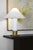 Contemporary Matthew Izzo Home Bishop Glossy White Lacquer Table Lamp With Brushed Brass Base and White Linen Coolie Shade For Sale - Image 3 of 4