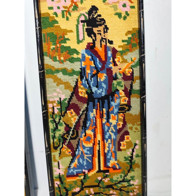 Spanish Hand-Embroidered Pictures, 1970s, Set of 2, in Very Good conditions. Designed 1960 to 1969