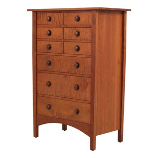 Stickley Arts & Crafts Cherry & Tiger Maple Chest For Sale