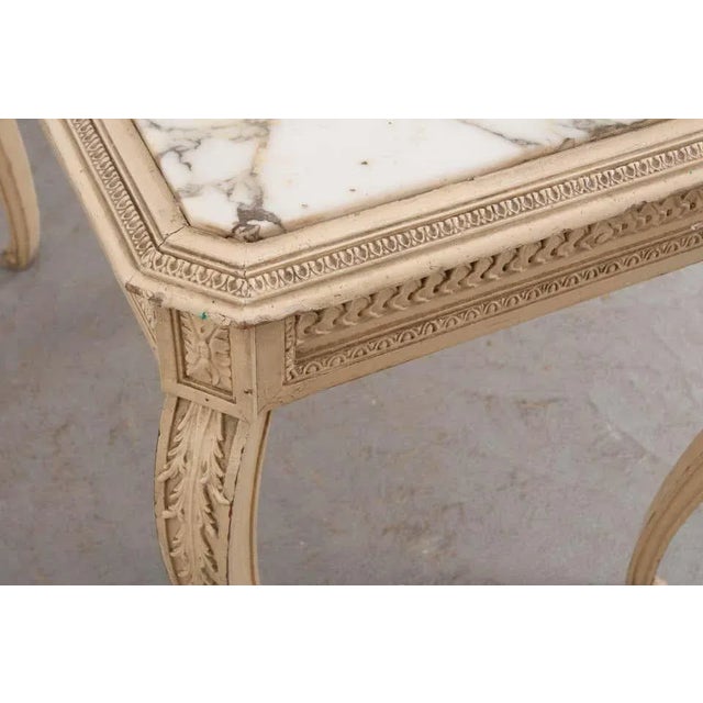 Cream 19th Century French Louis XV Painted Marble-Top Table For Sale - Image 8 of 11