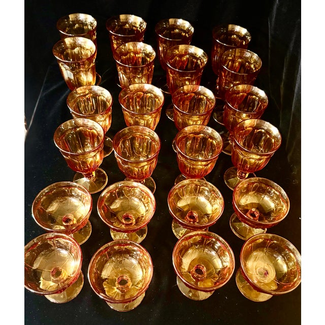 1960s 1960s Mid Century Modern Noritake Provincial Set of Amber Goblets - 24 Pieces For Sale - Image 5 of 9