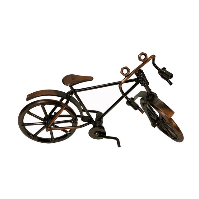 2010s Copper Bronze Color Metal Mechanic Bicycle Display Art Figure For Sale - Image 5 of 6