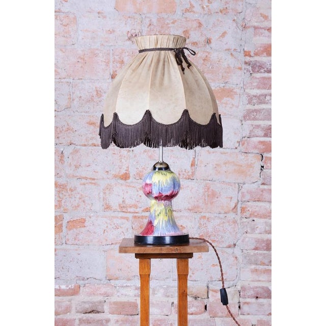 Mid-Century Table Lamp in Chrome, Steel, Ceramic and Textile, Czech, 1960s For Sale - Image 3 of 13