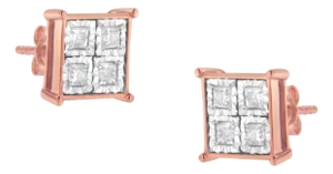 Rose Gold Plated Sterling Silver Diamond Composite Stud Earrings (3/4 cttw, J-K Color, I1-I2 Clarity)