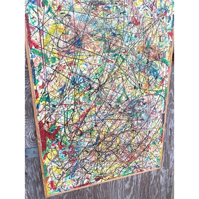 Late 20th Century Vintage Abstract Expressionist Painting Signed Lincoln Park For Sale - Image 5 of 12