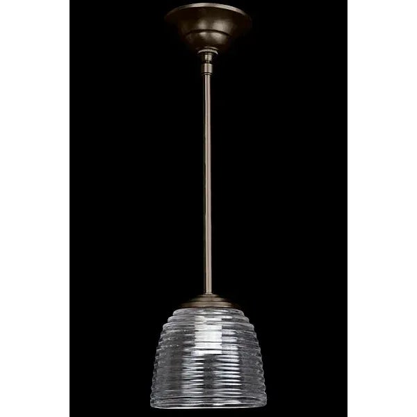 Vessel Pendant- one light pendant fixture, hand blown Murano glass in beehive shape, Moderne Style.