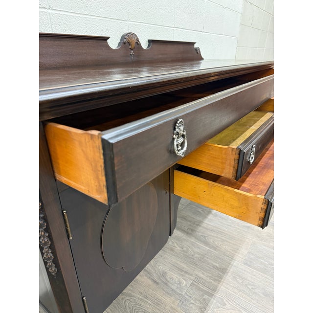 Vintage Georgian Revival Mahogany Sideboard Buffet Console For Sale - Image 9 of 17