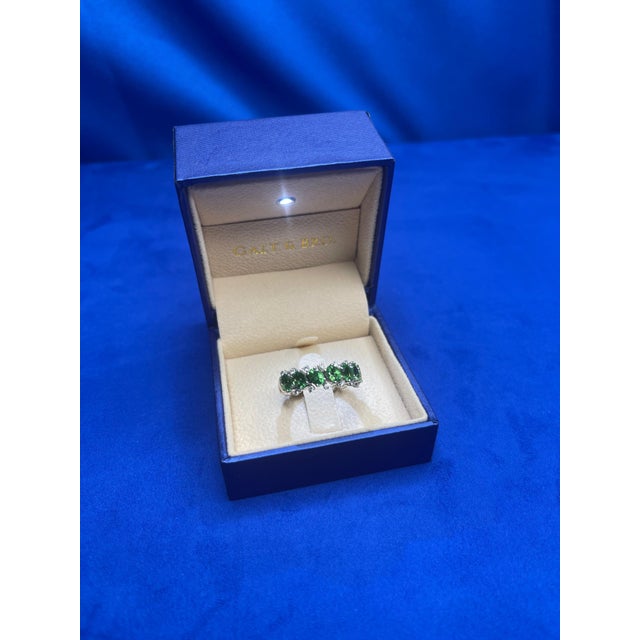 Green Garnet Tsavorite Eternity Diamond Band 18 Karat White Gold Unique Ring, Size 7 For Sale - Image 11 of 18