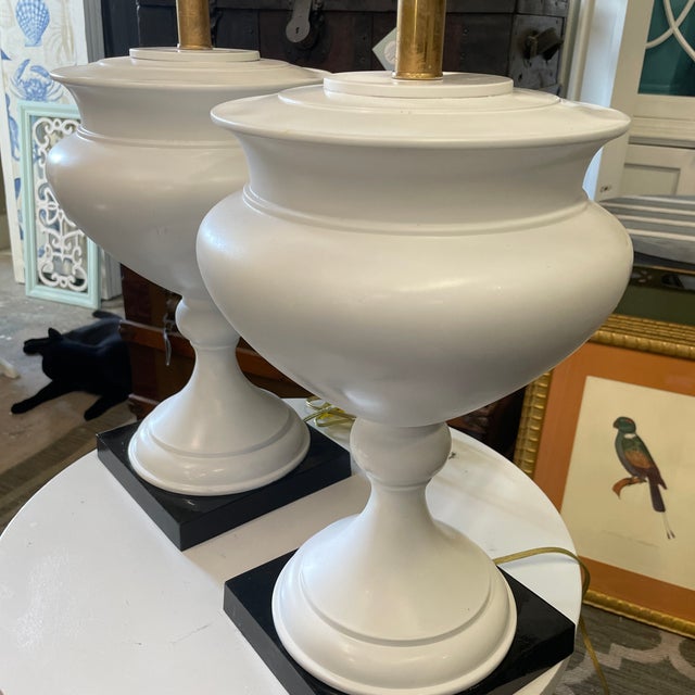 1980s Metal Urn Table Lamps - a Pair For Sale - Image 6 of 9