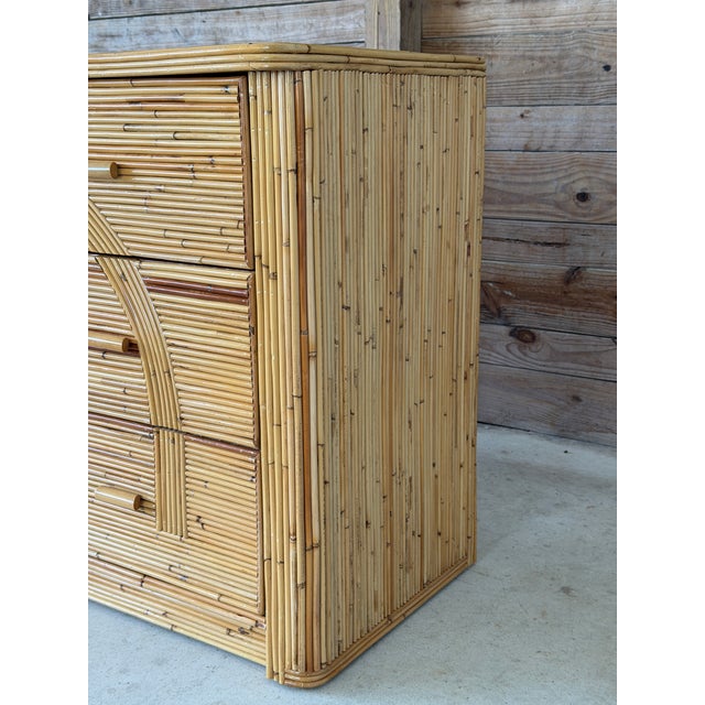 Vintage Restored Organic Modern Pencil Reed Rattan Arch Front Dresser For Sale In Naples, FL - Image 6 of 12