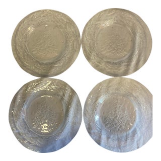 Vintage Clear Glass Christmas Tree Plates -Set of 4 For Sale