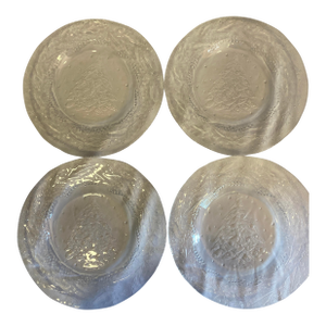 Vintage Clear Glass Christmas Tree Plates -Set of 4
