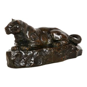 Bronze Sculpture "Panther of Tunisia" After Antoine-Louis Barye, Barbedienne C. 1880