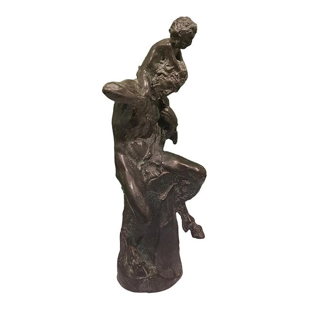 1930s Satyr with Young Faun on his Shoulders - Bronze Sculpture by Aurelio Mistruzzi 1930 For Sale - Image 5 of 6
