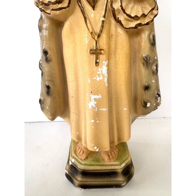 Mid-Century Infant Jesus of Prague Ceramic Sculpture – Religious Folk Art 11” For Sale In Orlando - Image 6 of 12