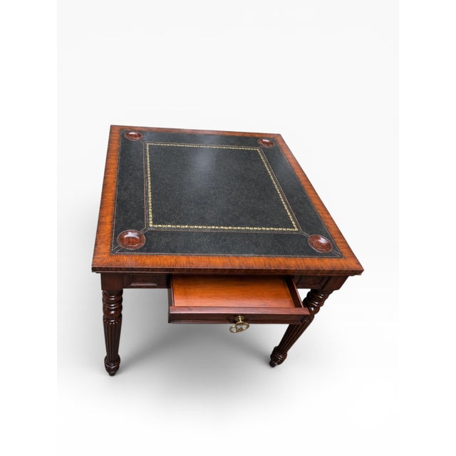 Maitland-Smith Leather Inset Mahogany Game Table For Sale In Boston - Image 6 of 17