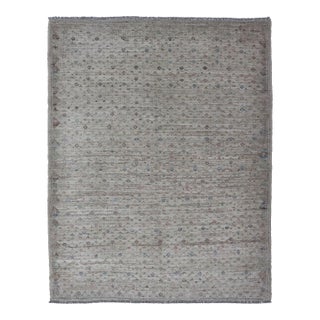 Modern Piled Rug With All-Over Design in Muted Colors and Cream Background** For Sale