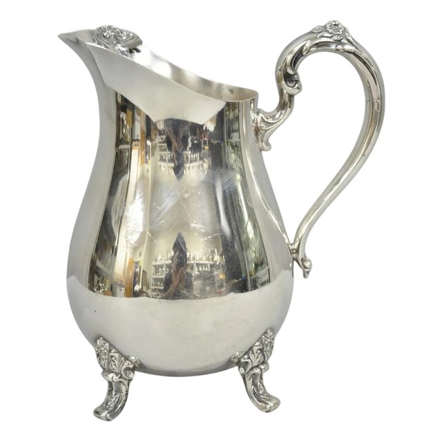 Vintage International Silver Co Silver Plated Victorian Bulbous Water Pitcher For Sale