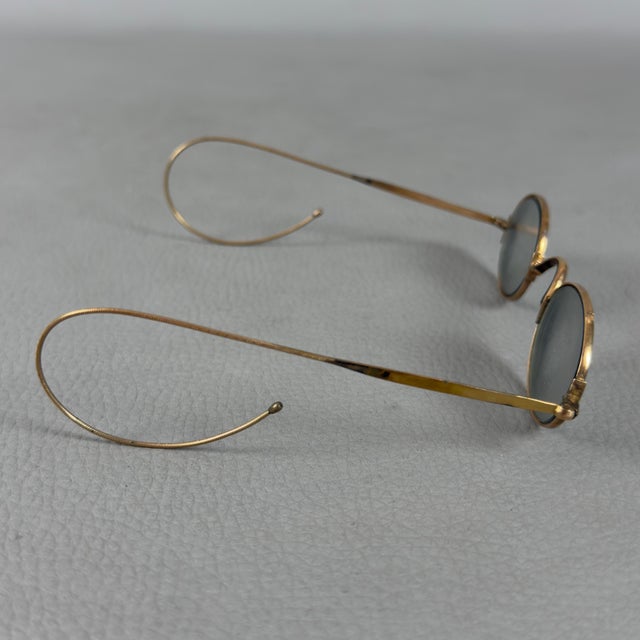 Antique Early 20th Century 14kt Gold Windsor Glasses with Case For Sale - Image 3 of 11