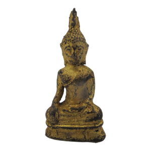 Thai Gold Lacquered Bronze Ratanakosin Miniature Seated Buddha Figurine
