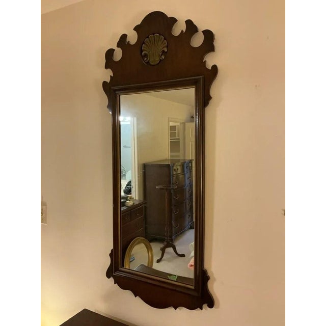 Chippendale Pair of Chippendale Style Mahogany Wall Mirrors, 52" Tall For Sale - Image 3 of 4