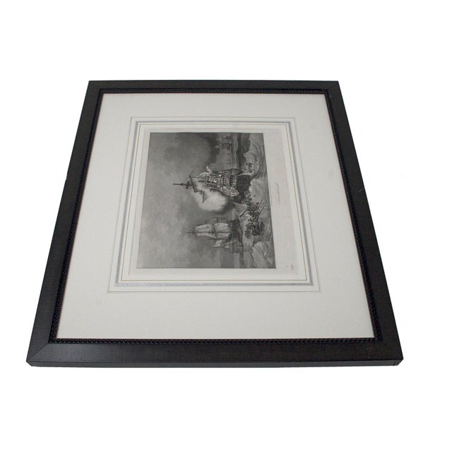 Mid 19th Century English Black & White Etching of Tall Sailing Ships, Framed For Sale - Image 4 of 8