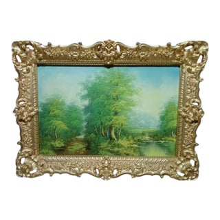 P. Rossi Italian 1880 Gilt Frame Landscape Painting For Sale