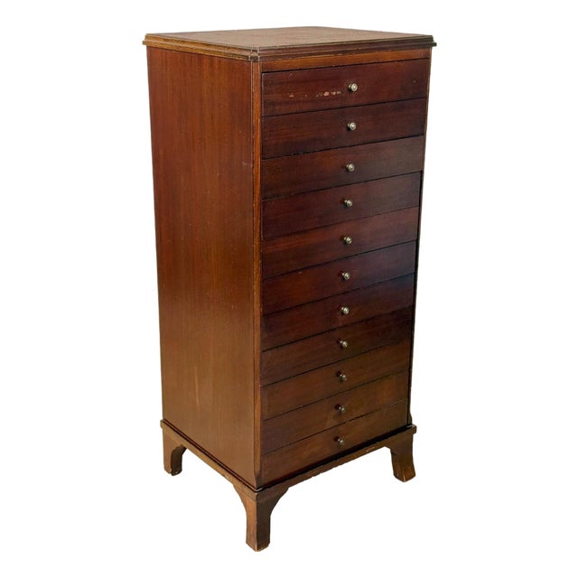 Antique Traditional Mahogany 11-Drawer Sheet Music File Cabinet For Sale