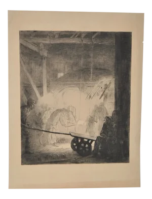 1904 Vintage "Chinese Foundry Workers" Fine Art Etching