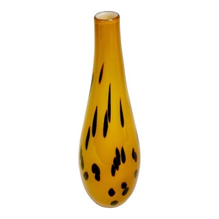 Vintage Italian Murano Tiger Spot Hollywood Regency Handblown Encased Opaque Glass Vase.. For Sale