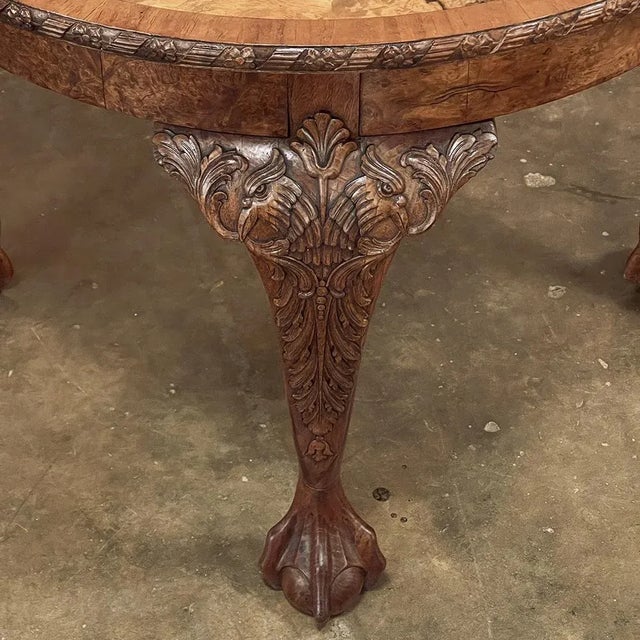 Antique Chippendale End Table With Burl Elm Top For Sale - Image 10 of 12