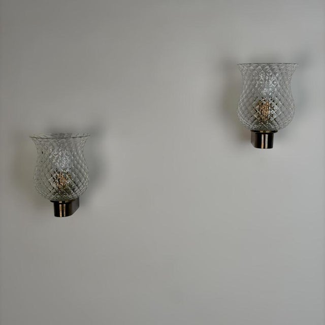 Wall Lights attributed to Archimede Seguso for Seguso Vetri d'Arte, 1940s, Set of 2 For Sale - Image 9 of 17