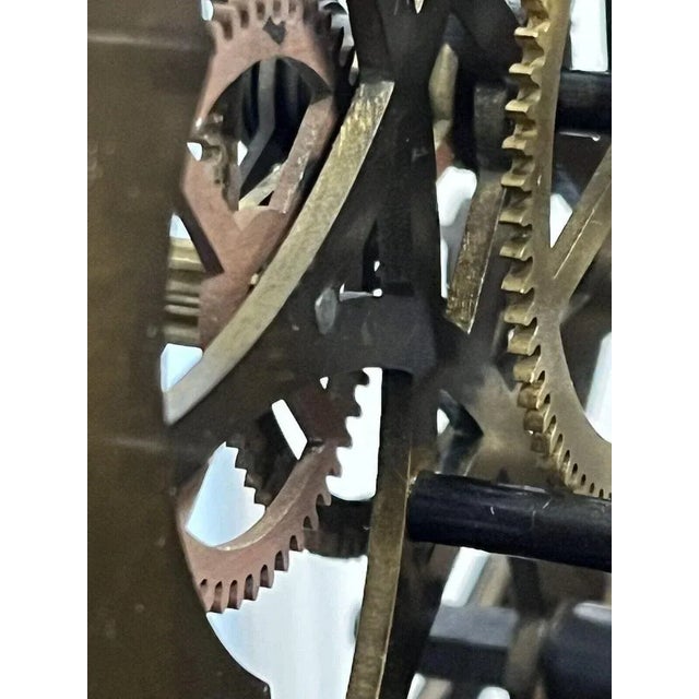 Metal Large Skeleton Clock with Case and Key For Sale - Image 7 of 11
