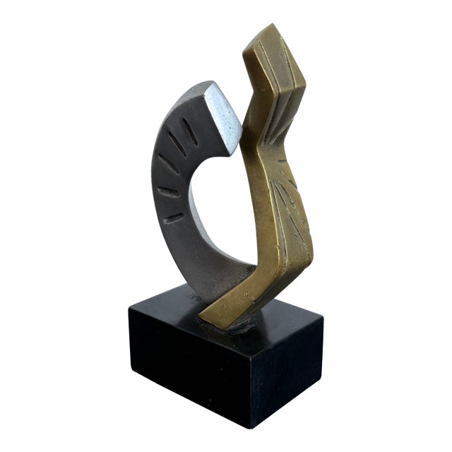Abrstract Bronze and Aluminum Sculpture Signed Palermo, Brazil 1990s For Sale