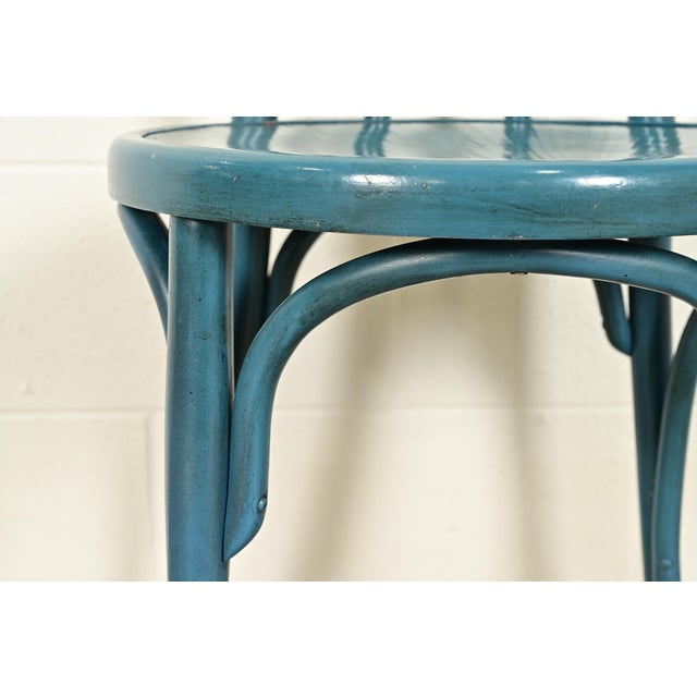 Teal Jacob & Josef Kohn Antique Austrian Teal Lacquered Bentwood Bistro Chairs or Dining Chairs, Set of Six For Sale - Image 8 of 14
