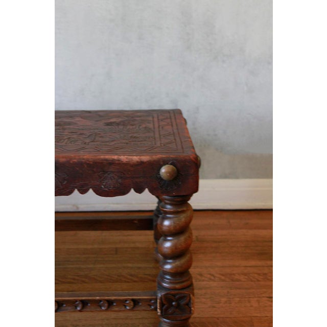 Rustic Peruvian Hand-Tooled Leather Coffee Table or Bench, Circa 1970 For Sale - Image 4 of 15