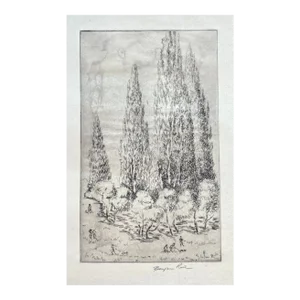 1950s Benjamin Rubin Landscape Etching
