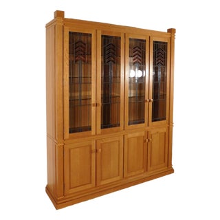 Frank Lloyd Wright Style Tiger Oak China Display Cabinet by Swartzendruber For Sale