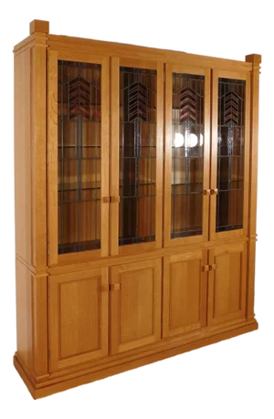 Frank Lloyd Wright Style Tiger Oak China Display Cabinet by Swartzendruber
