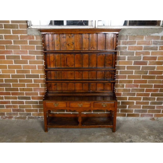 19th Century 19th Century Welsh Country Cupboard Dresser with Open Shelves and Three Drawers For Sale - Image 5 of 12