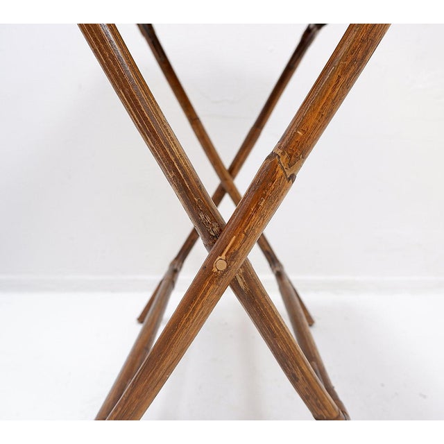 Mid-Century Colonial Style Bamboo Folding Tray Table, 1960s For Sale - Image 4 of 16