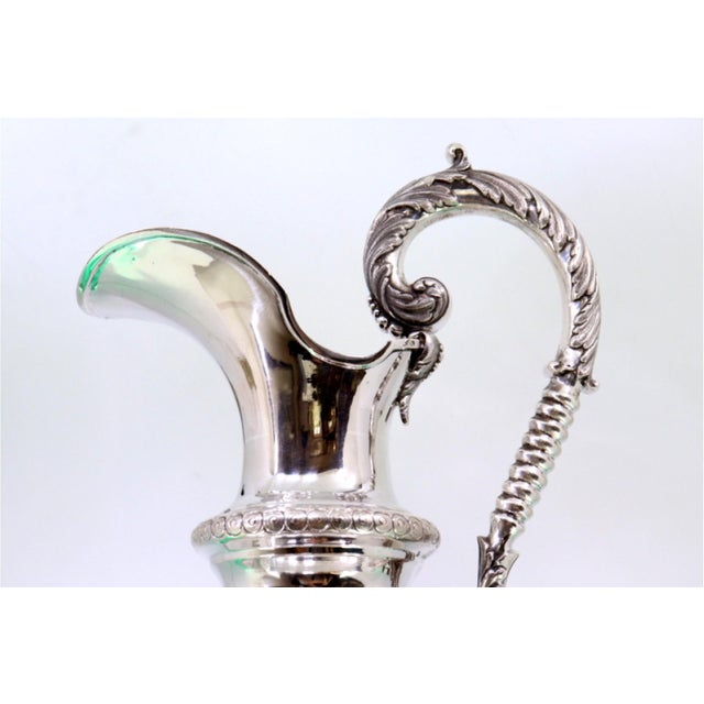 Lavender and Silver Ewer with Guilloche Engravings, in Good conditions.