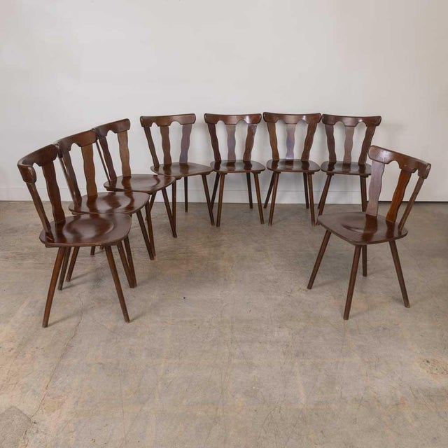 1950s French Wood Brutalist Chairs, Set of 8 For Sale - Image 4 of 18