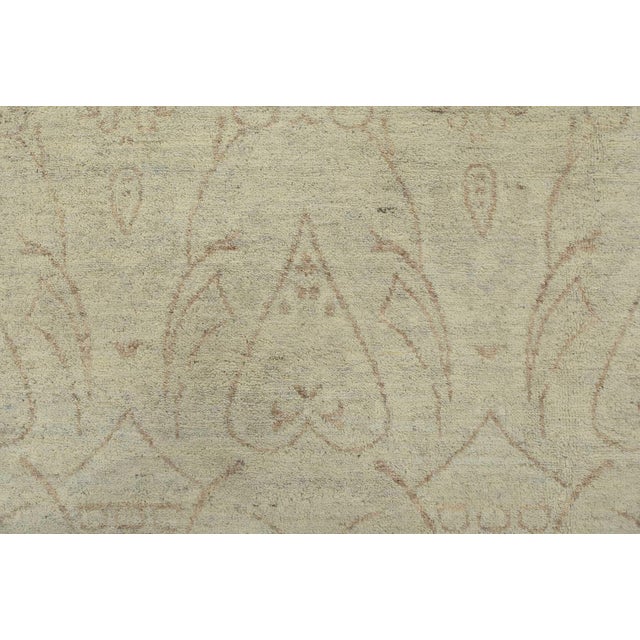 Gray Ikat Rug 6′ X 9’1” Gray Wool Modern Hand-Knotted Oriental Carpet For Sale - Image 8 of 12