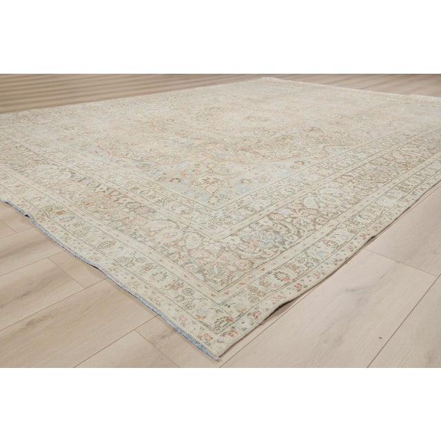 Beige Antique Persian Mashhad Rug, 09'02 X 12'03 For Sale - Image 8 of 10