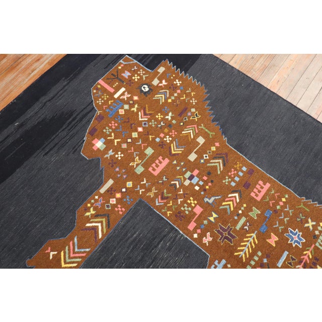 Late 20th Century Persian Lion Kilim - 5'1" x 6'5" For Sale - Image 4 of 18